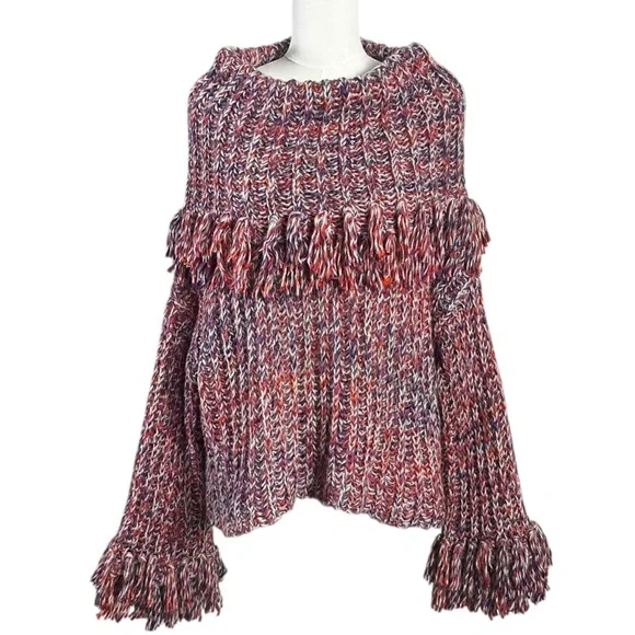 Free People FP One Kinsley Fringe Cowlneck Sweater Size Small NEW